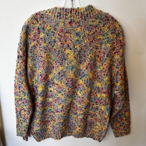 Main Strip Multi Color Confetti V Neck Chunky Boxy Long Sleeve Sweater Small - Picture 6 of 13